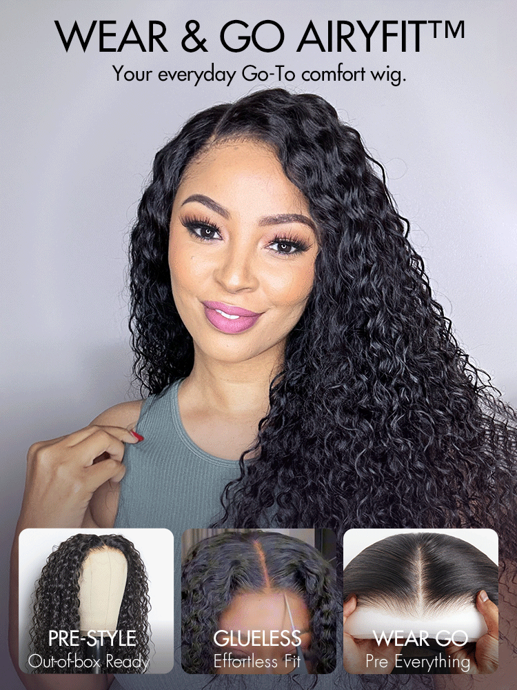 AiryFit™ Scalp Care Wigs | Effortless Water Wave Snugfit Glueless 5x5 Closure Pre-Cut Lace Curly Wig-16