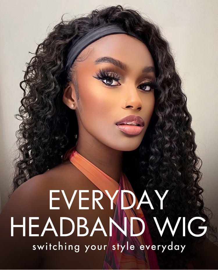 Deep Wave Glueless Curly Bob Wig Headband Wig 100% Human Hair (Get Free Trendy Headbands)-01