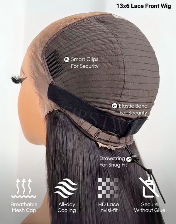 Full Layered Yaki Bob Wig with Curtain Bangs Brown Highlight Glueless