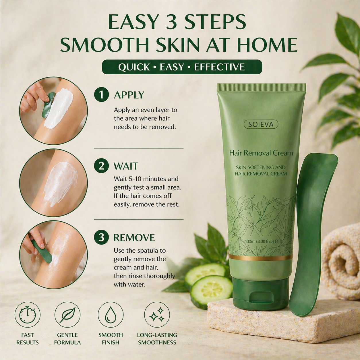 Soieva™ Hair Removal Cream | For Women & Men, Sensitive Skin