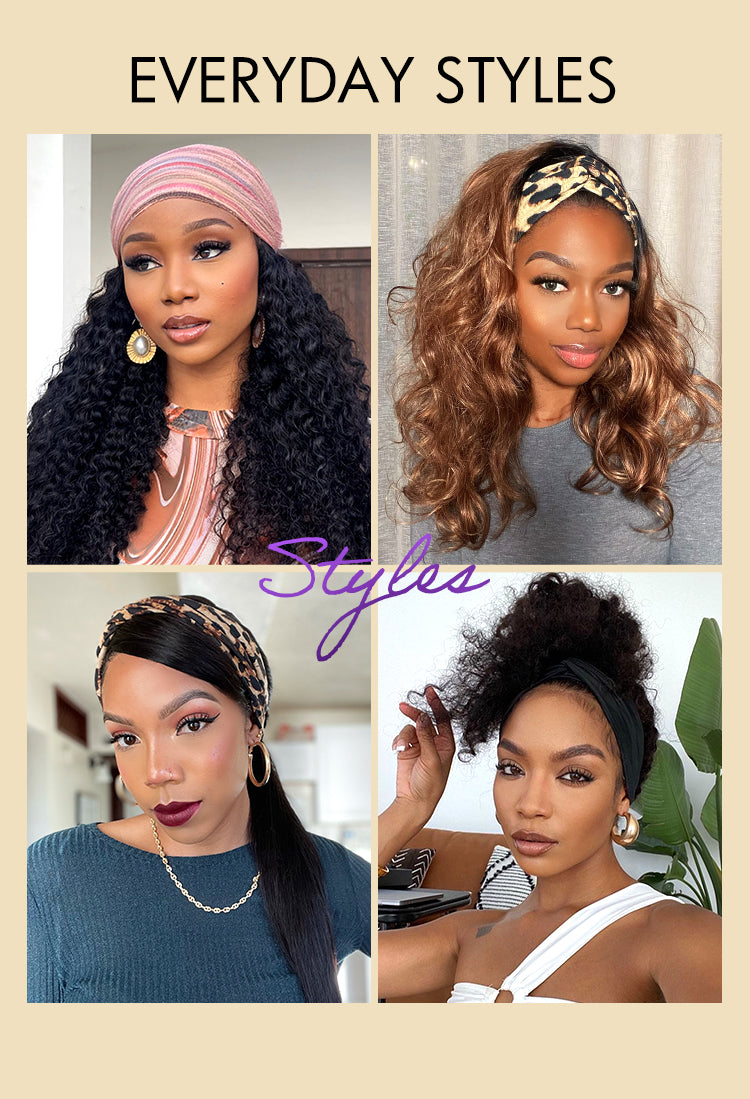 Deep Wave Glueless Curly Bob Wig Headband Wig 100% Human Hair (Get Free Trendy Headbands)-03