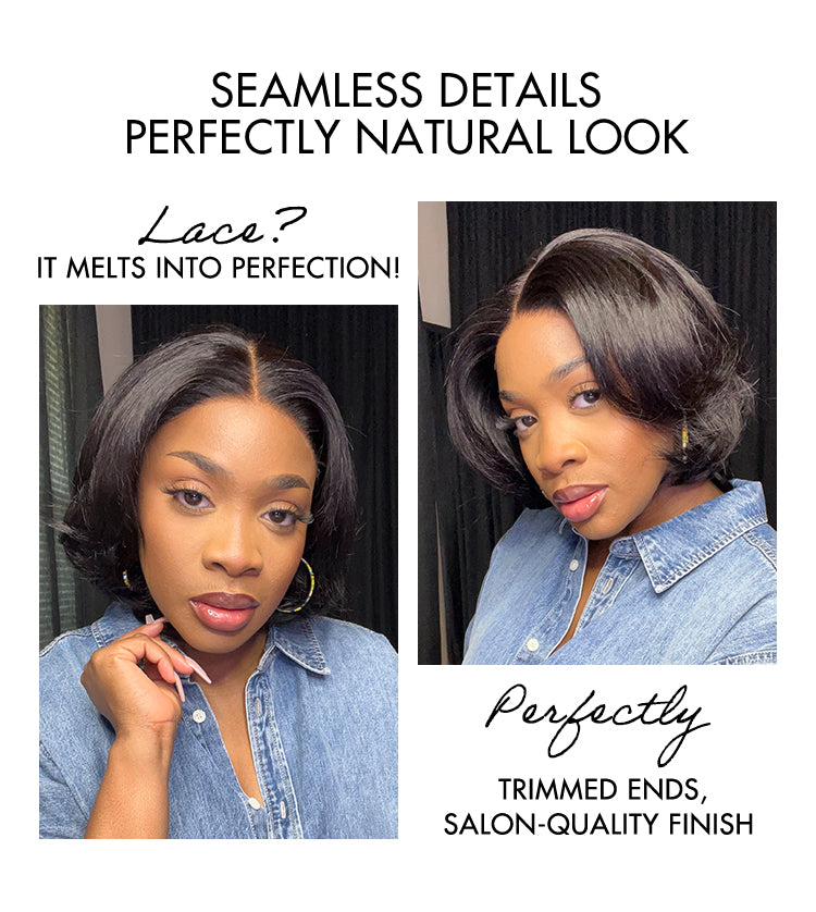 1 SEC INSTALL WIG | Elegant Boss Vibe Short Pixie Cut Natural Black / Ombre Brown Glueless Minimalist HD Lace Wig Pre Cut Lace-17