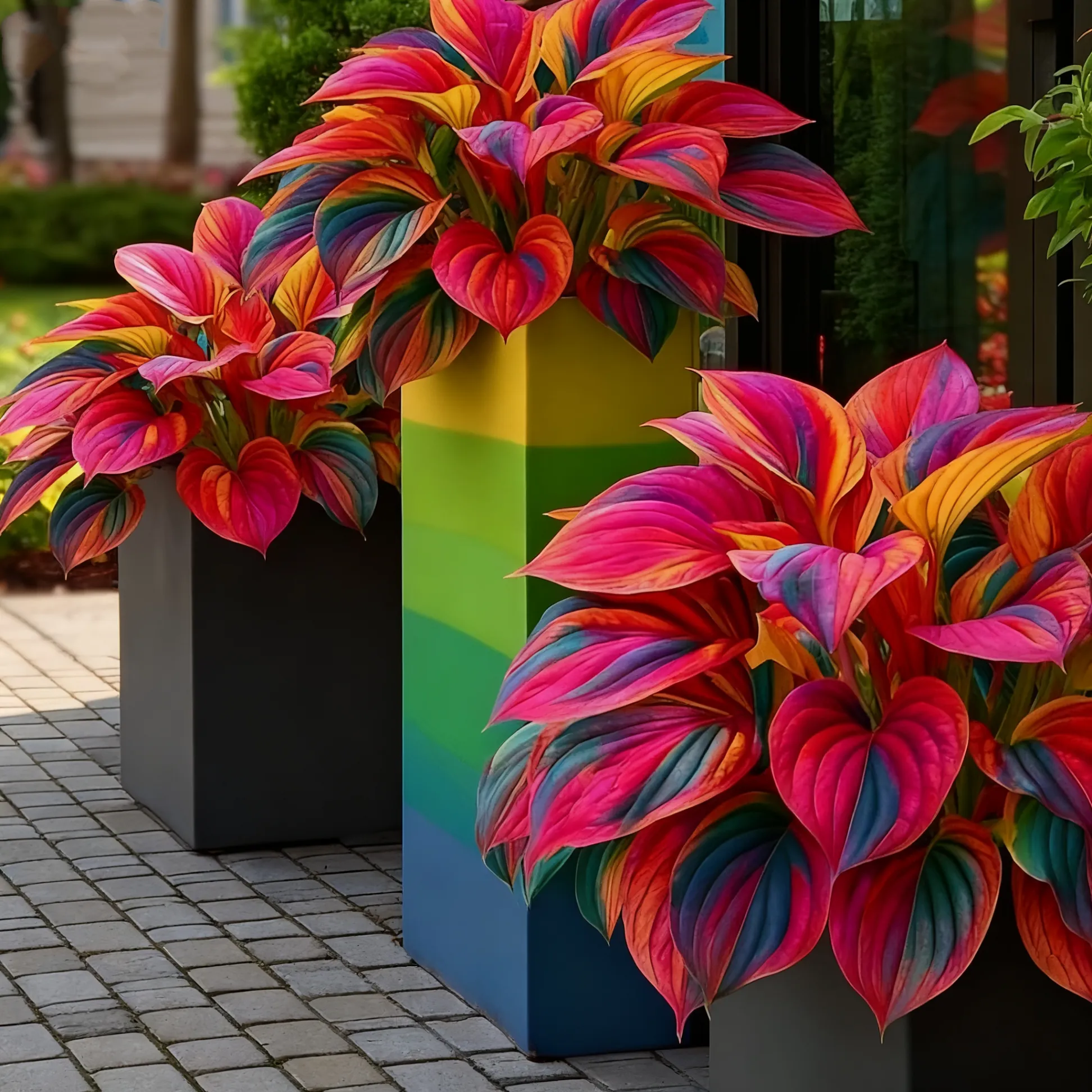 🌈🔥 Hostas Rainbow Flame en édition limitée - Feuillage multicolore rare, exclusivité de notre boutique 🌸