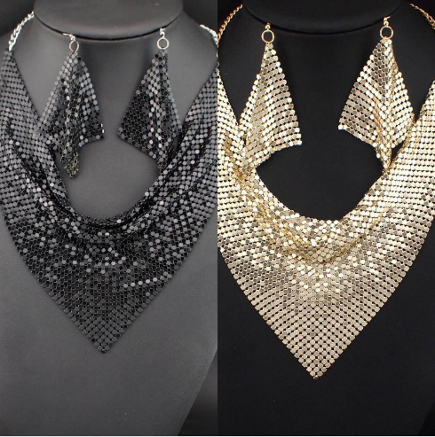 Collier et boucles d’oreilles pour femmes – Foulard triangulaire léopard, look tendance audacieux