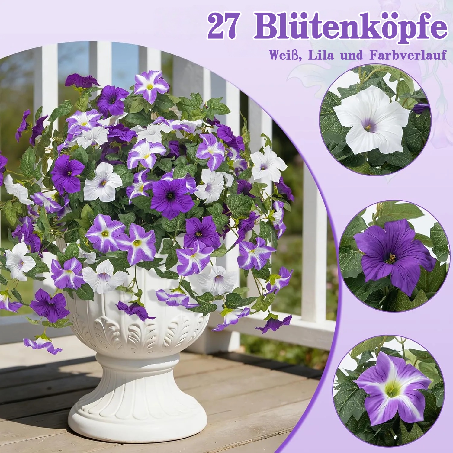🔥 LETZTER TAG – 70 % RABATT 🔥 UV-beständige künstliche Petunien – farbechte Blumendekoration für den Außenbereich