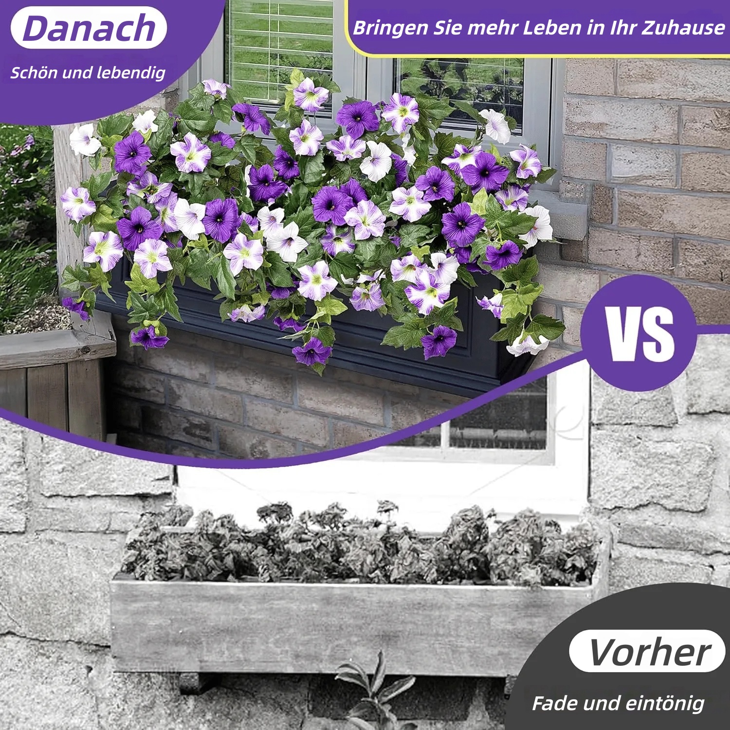 🔥 LETZTER TAG – 70 % RABATT 🔥 UV-beständige künstliche Petunien – farbechte Blumendekoration für den Außenbereich