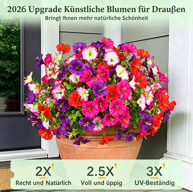 🔥💐UV-beständige künstliche Petunienblüten– Echt aussehend, pflegefrei! 🌞🏡