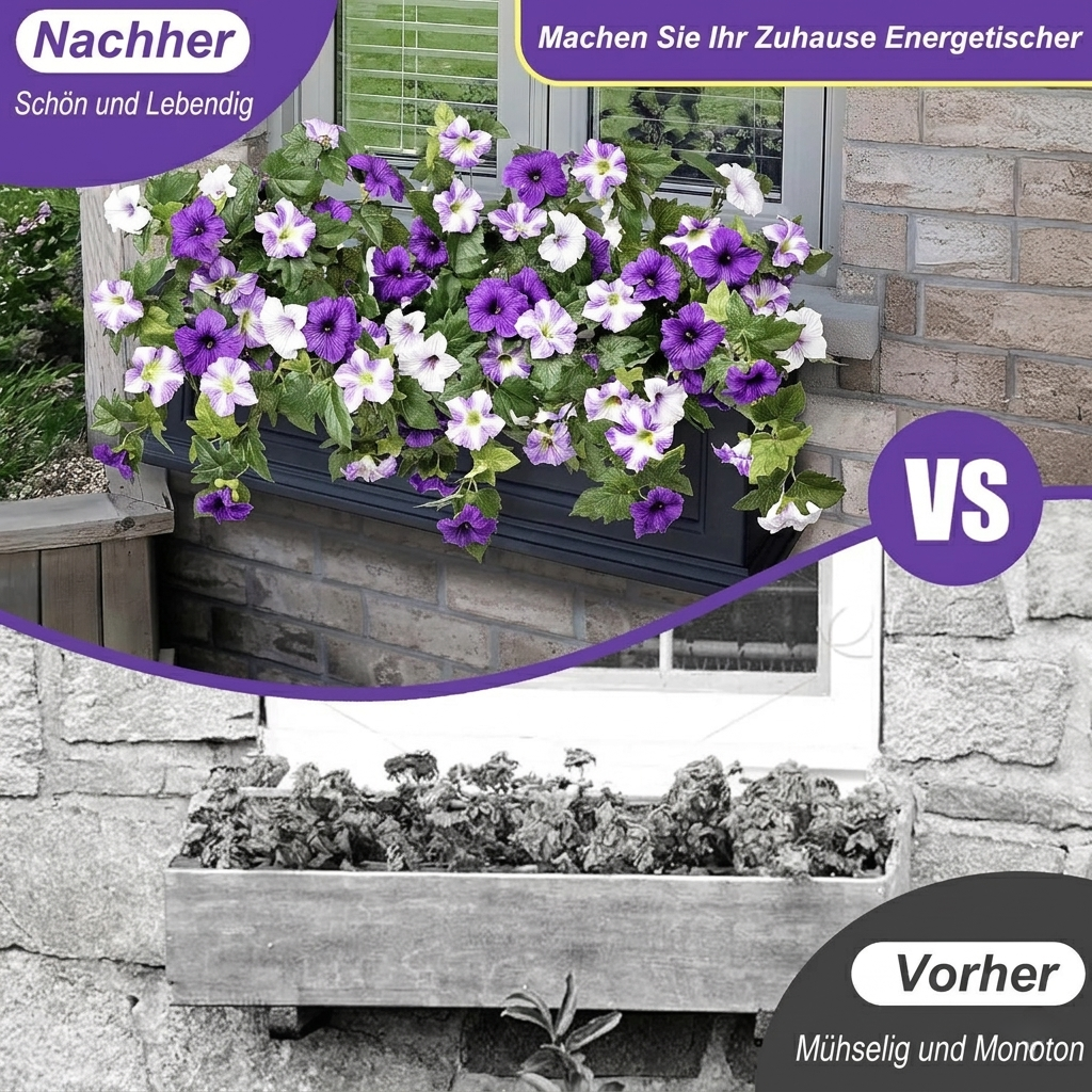 🔥 Frühlings-Kunstpetunien aus Seide, UV-beständig, farbecht, Blumen-Dekoration