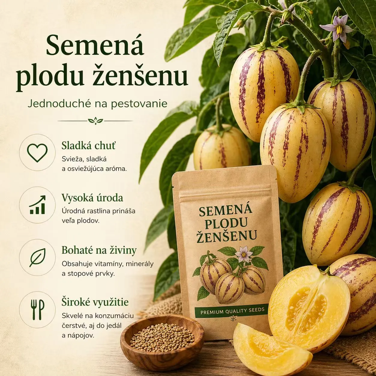 ✨Rarita! Semená plodov ženšenu🥭 Vysoká klíčivosť, vitamínová bohatosť | -50% Zľava 🔥 100 semien/balení