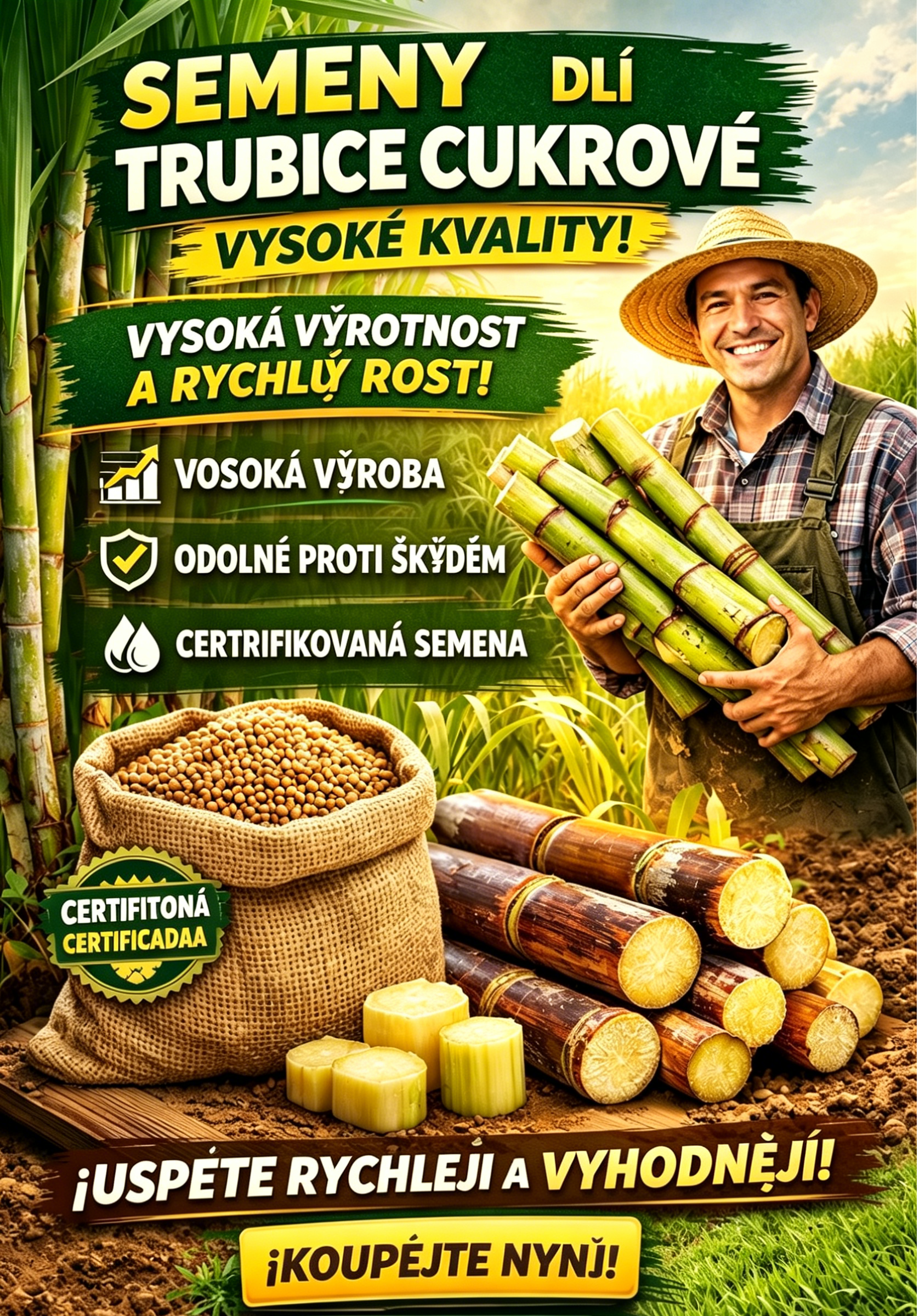 Semena cukrové trstiny – vysoká sladkost a výnos(1 balení 100 semen)