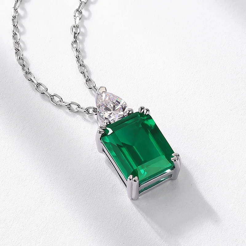 Vintage Gold 925 Silver Lab Emerald Diamond Floral Grandmother Pendant Wedding Religious Gift
