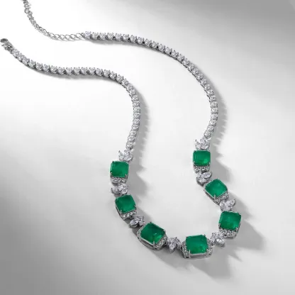 Luxury Bridal Necklace Lab Grown Sapphire S925 Sterling Silver Plated Gold Exquisite Pendant Necklace