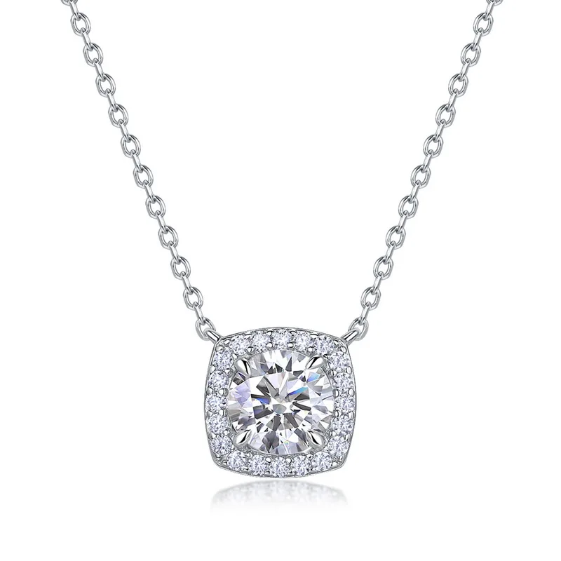 S925 Sterling Silver Circle Lab Grown Diamond Necklace Jewelry 