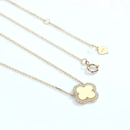 JewelyKing 14K Synthetic Stone Diamond Dainty Gold Necklace JKNS0136