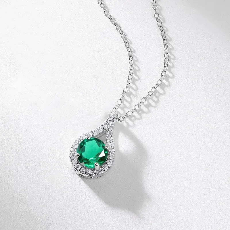 S925 Silver 1ct Lab Emerald Ruby Moissanite Necklace