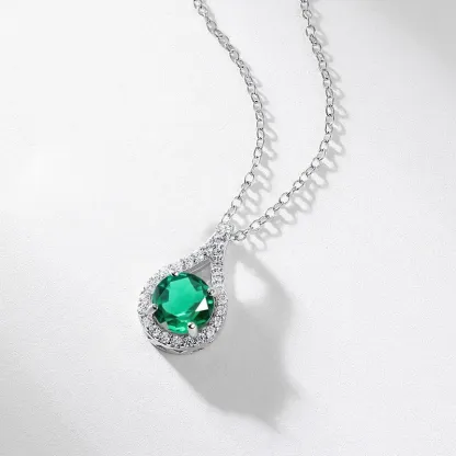 S925 Silver 1ct Lab Emerald Ruby Moissanite Necklace