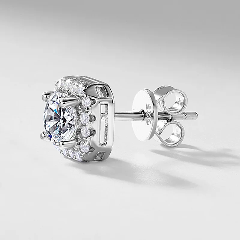 Women's 925 Sterling Silver Lab Grown Diamond Stud 5MM Earrings 