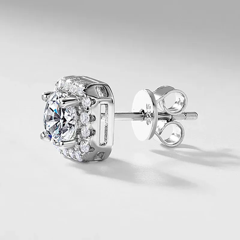 Women's 925 Sterling Silver Lab Grown Diamond Stud 5MM Earrings 