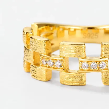 Jewelyking 14K Gold Plated Geometric Modern Pave Design with Cubic Zirconia JKRS0113