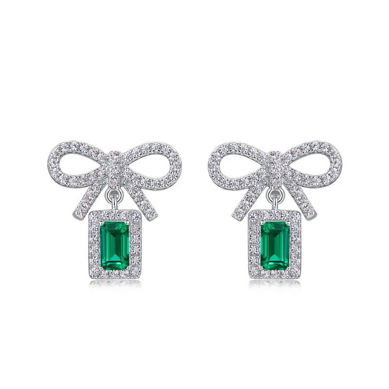 925 Sterling Silver Dangling Earrings Jewelry Necklace 1.79 Ct Lab Emerald S925 Sterling Silver Necklace Jewellery