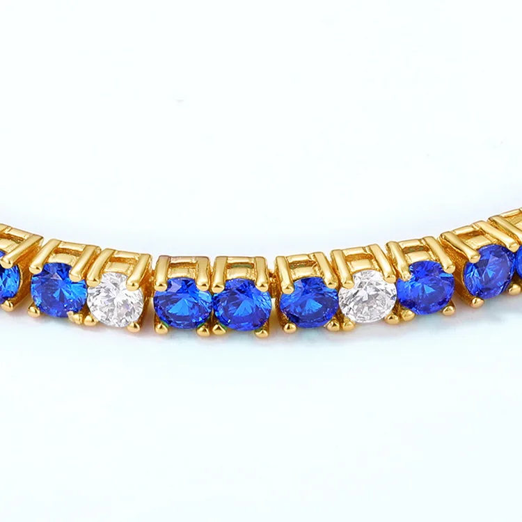 JewelyKing Gold Plated Adjustable Blue Spinel Tennis Bracelets JKBS0047