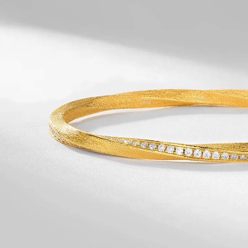 Mobius Italian Craft Gold Plated Bracelet Luxury Zircon Inlaid Jewelry for Women and Men