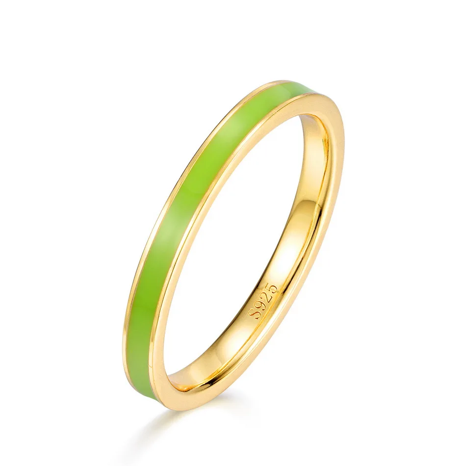 JewelyKing S925 Silver Classic Gold Plated Violet Blue Full Enamel Stacking Band Ring JKRS0273