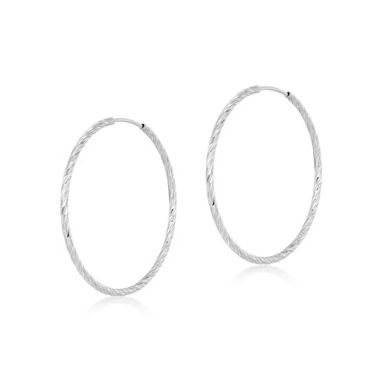 JewelyKing S925 Sterling Silver Large Circle Twist Rope Big Hoop Earrings JKES0110