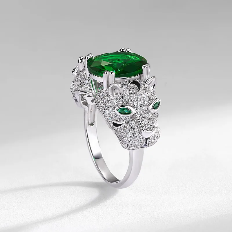 JewelyKing Leopard Print High Quality Green Zircon Ring JKRS0289