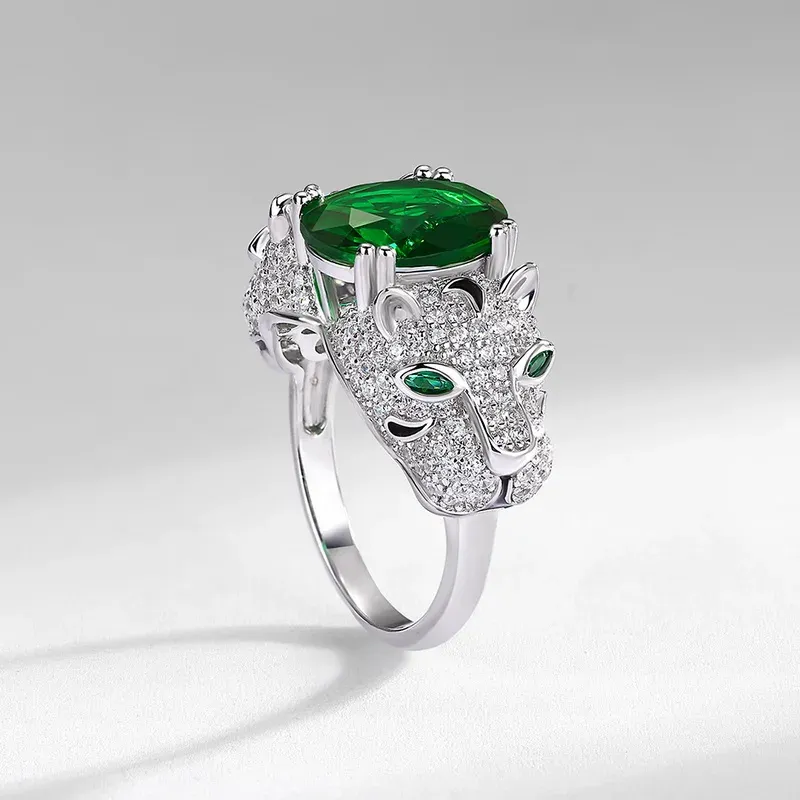JewelyKing Leopard Print High Quality Green Zircon Ring JKRS0289