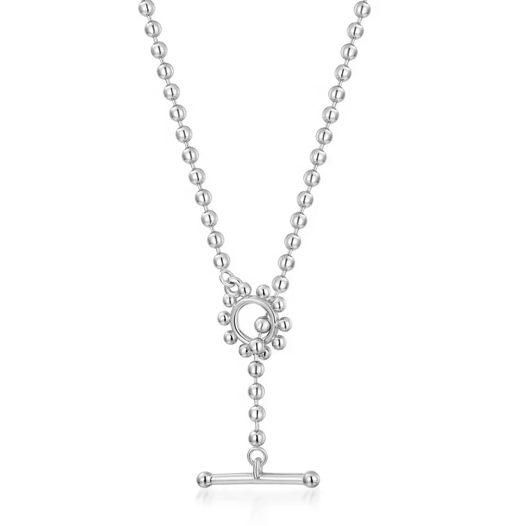 JewelyKing Gold Plated Bar Lariat Adjustable O T Buckle Choker Ball Chain Necklace JKNS159