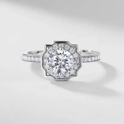 JewelyKing Women S925 Sterling Silver 1.0ct Radiant Flower Cut Lab Grown Diamond Wedding Engagement Rings JKRS0001