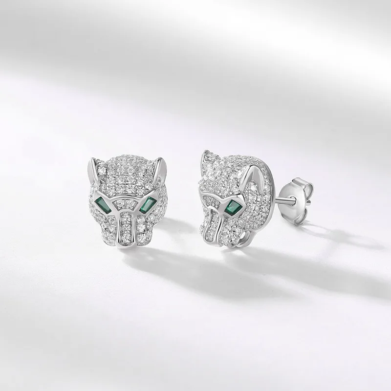 JewelyKing S925 Silver Special Series Zircon Stone Leopard Tiger Earrings JKES0121
