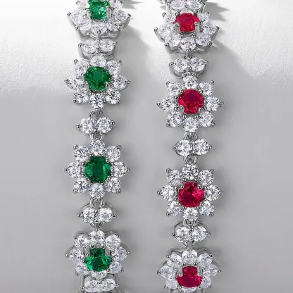 Luxury S925 Sterling Silver Jewelry Bracelets Ruby Emerald Gemstone Bracelets 925 Sterling Silver Hand Chain Jewelry for Women