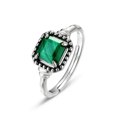 JewelyKing S9252 Silver 1Ct Diamond Rings Lab Made Peacock Emerald Women Rings JKRS0261