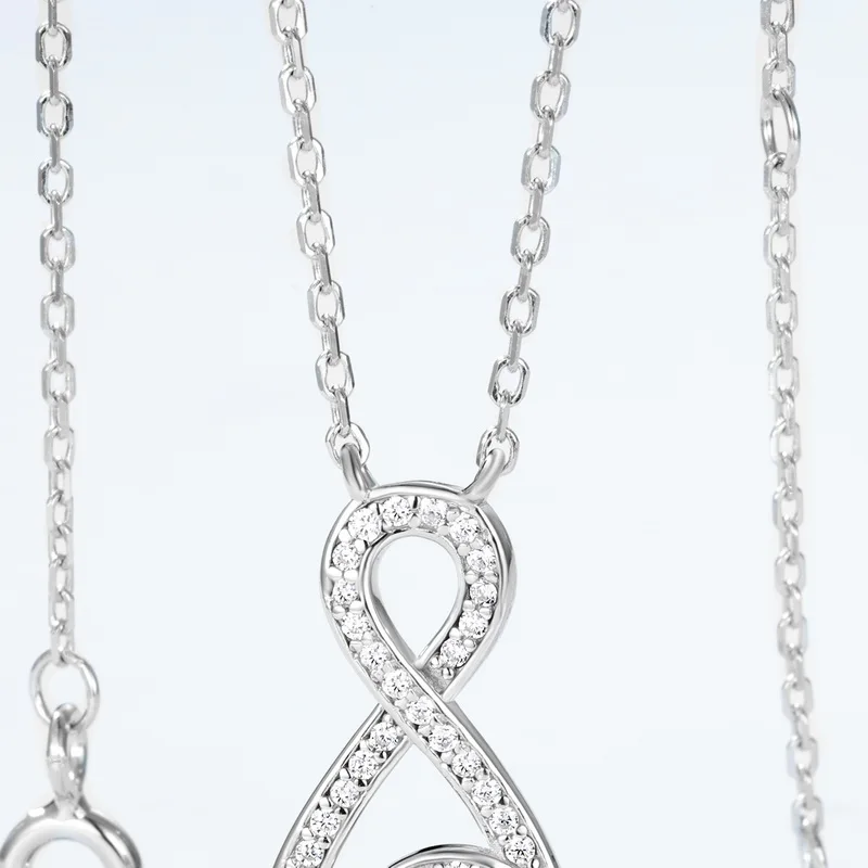 JewelyKing S925 Sterling Silver Alexandrite Necklace Vermeil Infinite Symbol Light Luxury Clavicle Chain JKNS0015