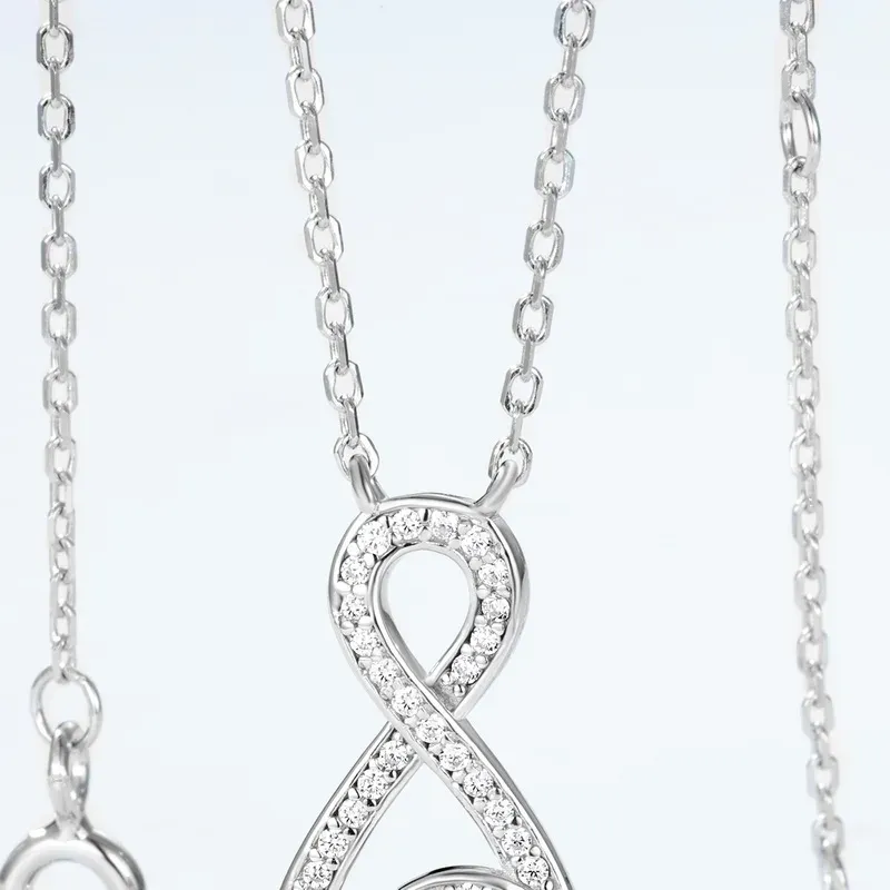JewelyKing S925 Sterling Silver Alexandrite Necklace Vermeil Infinite Symbol Light Luxury Clavicle Chain JKNS0015
