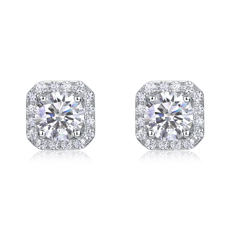 Women's 925 Sterling Silver Lab Grown Diamond Stud 5MM Earrings 