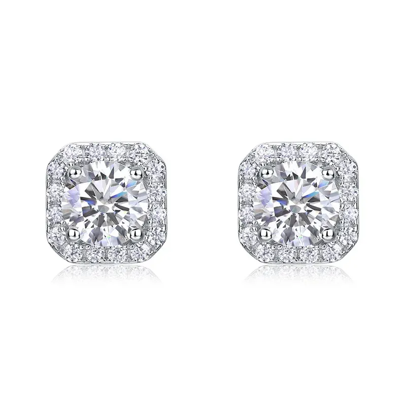 Women's 925 Sterling Silver Lab Grown Diamond Stud 5MM Earrings