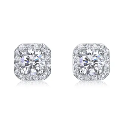 Women's 925 Sterling Silver Lab Grown Diamond Stud 5MM Earrings 