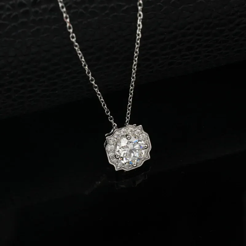 JewelyKing S925 Sterling Silver Non Tarnish Round Cut Lab Grown Diamond Necklace