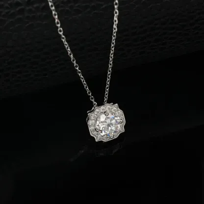 JewelyKing S925 Sterling Silver Non Tarnish Round Cut Lab Grown Diamond Necklace