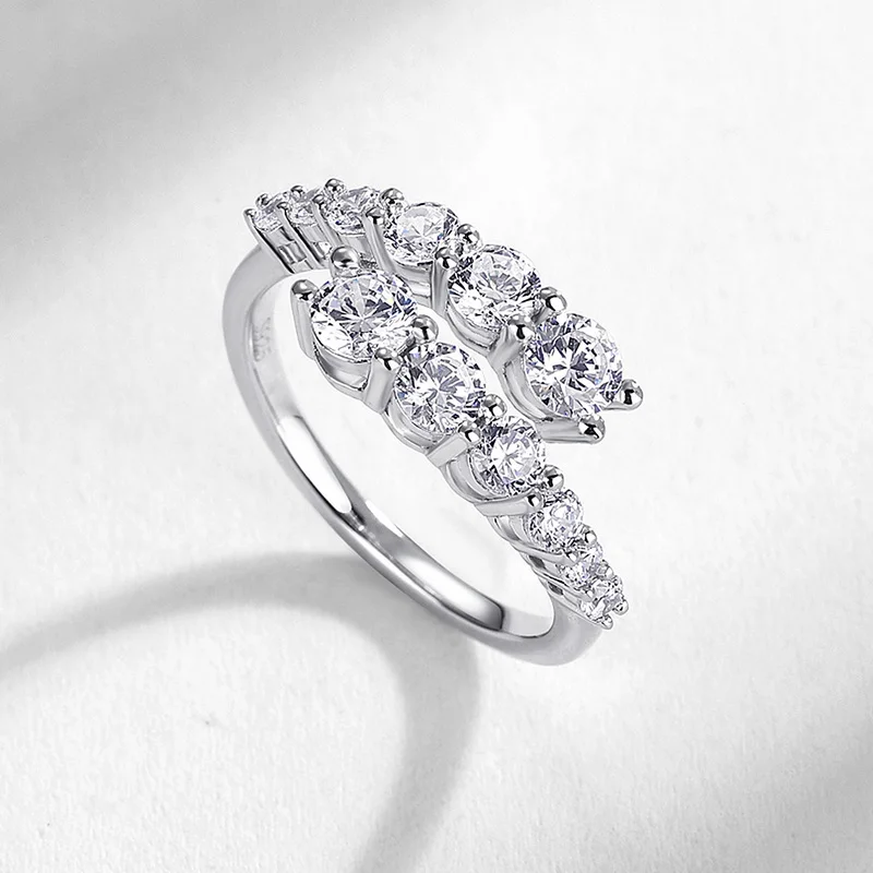 JewelyKing S925 Sterling Silver 1CT Round Brilliant Cut 5A White Zircon Ring JKRS0256