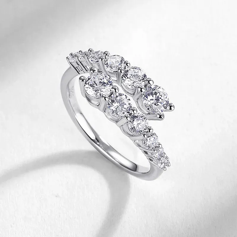 JewelyKing S925 Sterling Silver 1CT Round Brilliant Cut 5A White Zircon Ring JKRS0256
