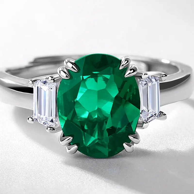 Jewelry Lab Grown Emerald Rings Costume Jewelry Emerald Gemstone Ring Wedding Engagement Diamond Ring for Women