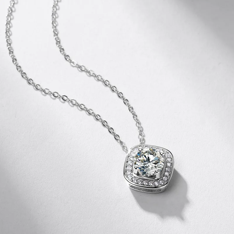 JewelyKing S925 Sterling Silver Lab Grown Diamond Elliptic Necklace