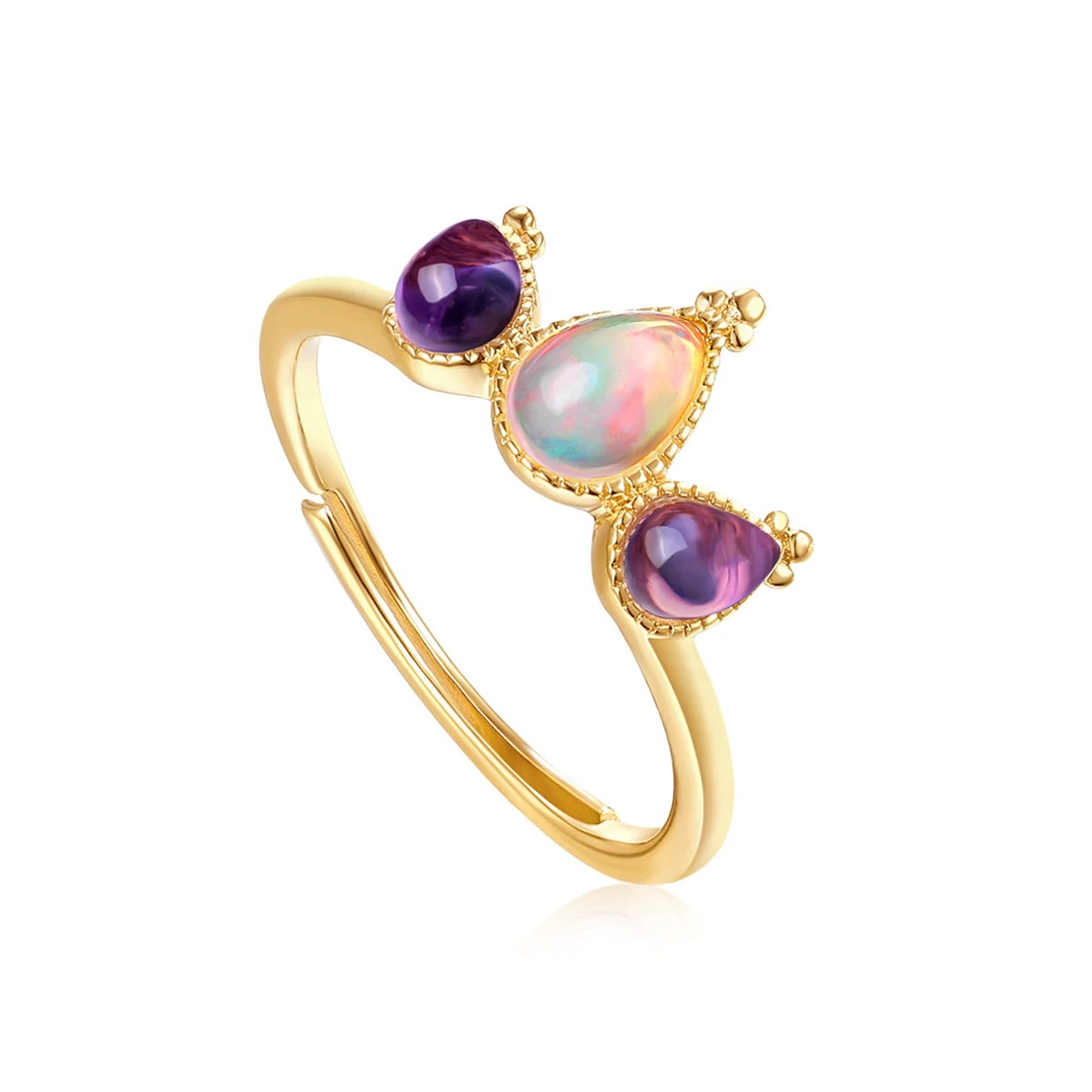 High Quality Solitaire Opal Ring Wholesale Wedding Finger Cool Type Gold Plating Rings