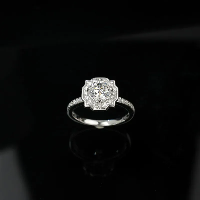 JewelyKing Women S925 Sterling Silver 1.0ct Radiant Flower Cut Lab Grown Diamond Wedding Engagement Rings JKRS0001