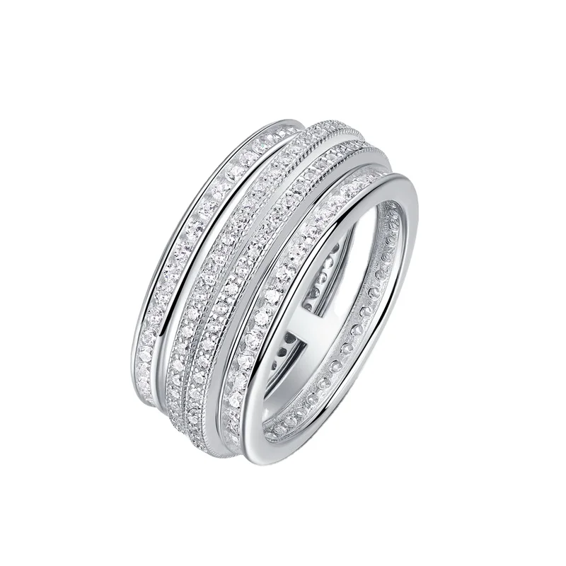 JewelyKing S925 Sterling Silver Full Diamond Rotatable Index Finger Inlaid 5A White Zircon Men Ring JKRS0258