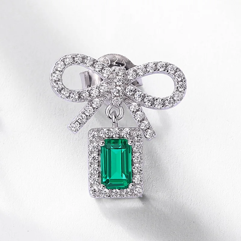 925 Sterling Silver Dangling Earrings Jewelry Necklace 1.79 Ct Lab Emerald S925 Sterling Silver Necklace Jewellery